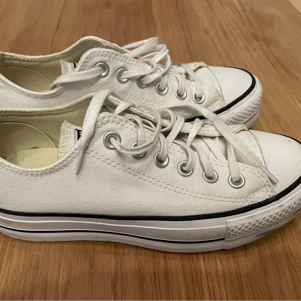 Converse All Star Classic White Canvas Platform Sneakers - Picture 2 of 4